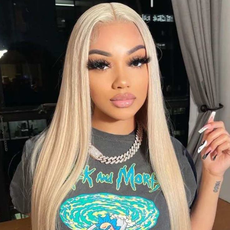 Firieya P18/613 Ash Blonde Highlight Straight/Body Wave Wig 13x4 HD Lace Frontal Pre-plucked Human Hair Wig