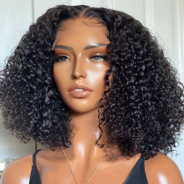 Firieya 5x5 Glueless HD Lace Wig Jerry Curly Short Bob Human Hair Wig