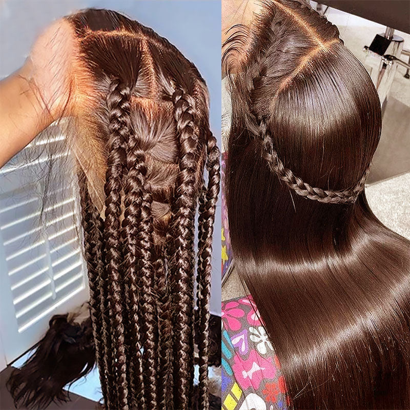 Firieya Chocolate Brown Wig Straight Hair 13x4 Lace Front Wig Glueless Human Hair Wigs HD Lace