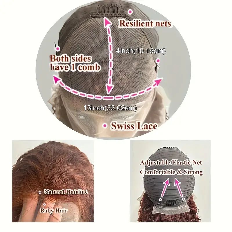 Firieya Reddish Brown Deep Wave 13x4 HD Transparent Lace Front Wigs Pre Plucked Human Hair Wig