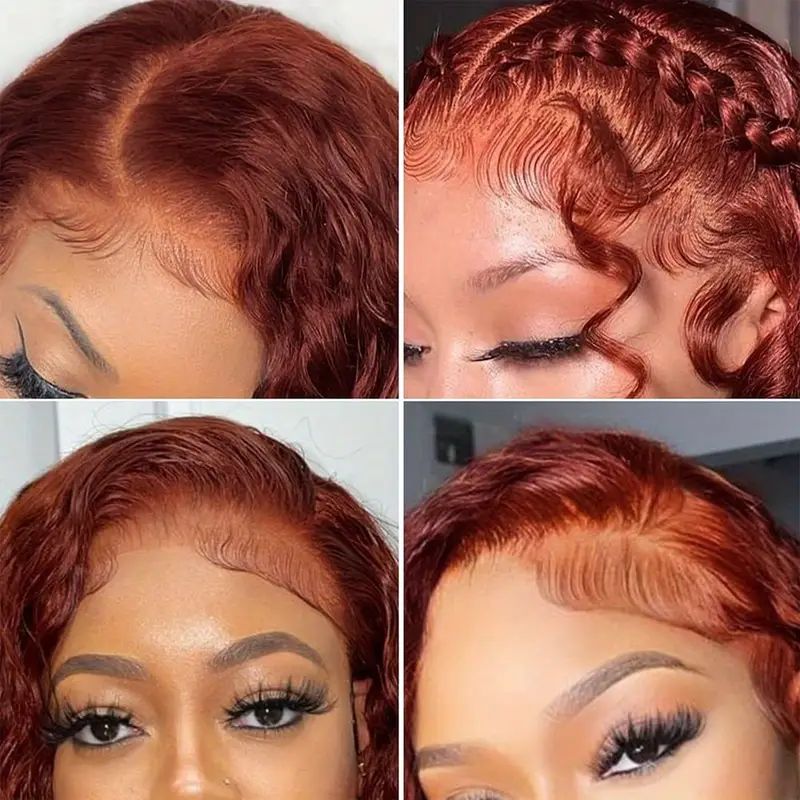 Firieya Reddish Brown Deep Wave 13x4 HD Transparent Lace Front Wigs Pre Plucked Human Hair Wig