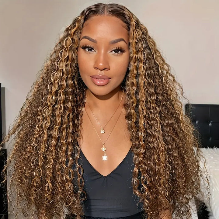 Firieya #P4/27 Highlight Honey Blonde Deep Wave Hair 13x4 Lace Front Human Hair Wig