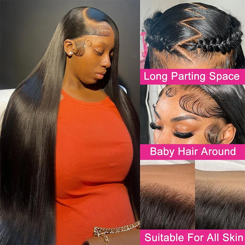 Firieya Upgrade 13x4 HD Lace Straight Wig Crystal Clear Lace Human Hair Wigs With Pre Plucked Natural Hairline