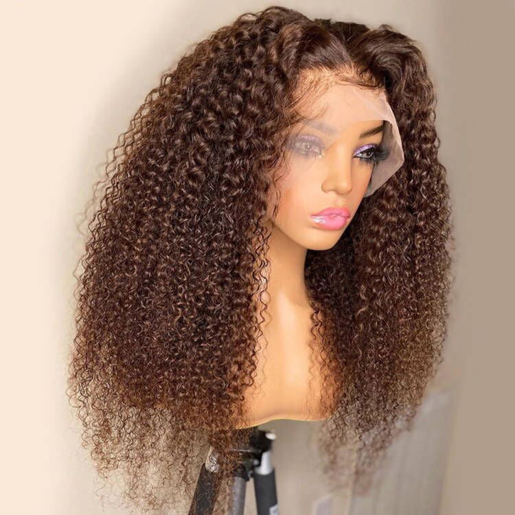 Firieya Chocolate Brown Jerry Curly 13X4 Lace Front Wigs for Black Women Pre Plucked with Baby Hair Human Hair Wig