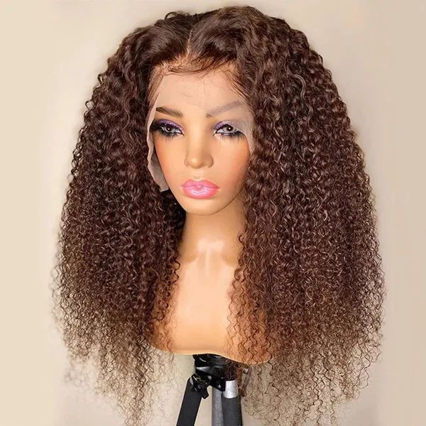 Firieya Chocolate Brown Jerry Curly 13X4 Lace Front Wigs for Black Women Pre Plucked with Baby Hair Human Hair Wig