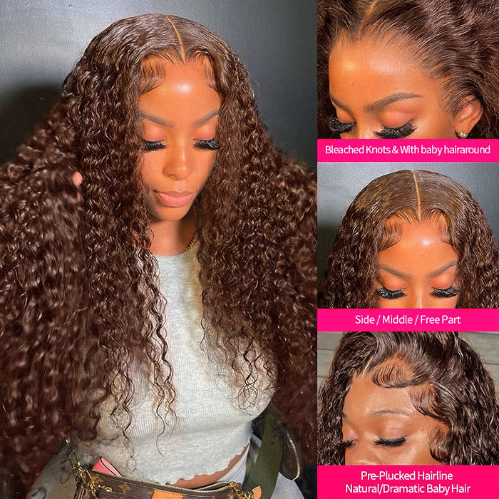 Firieya Brown #4 Colored 13x4 Kinky Curly Lace Frontal Wig Human Hair Wig
