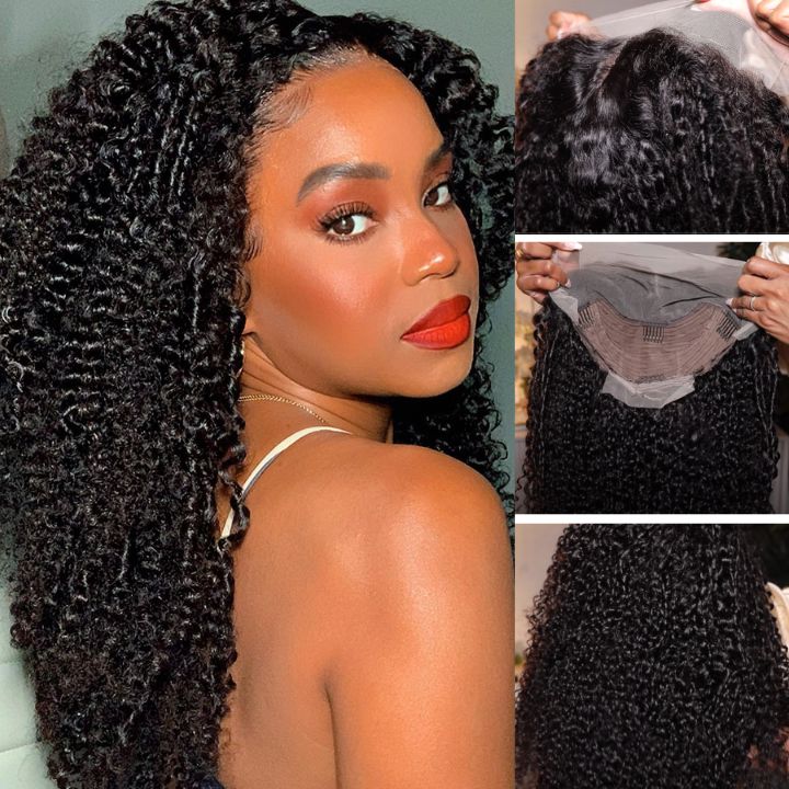 Firieya 13x4 Transparent Lace Kinky Curly Wig Pre Front Wig Pre Plucked Real HD Lace Human Hair Wigs