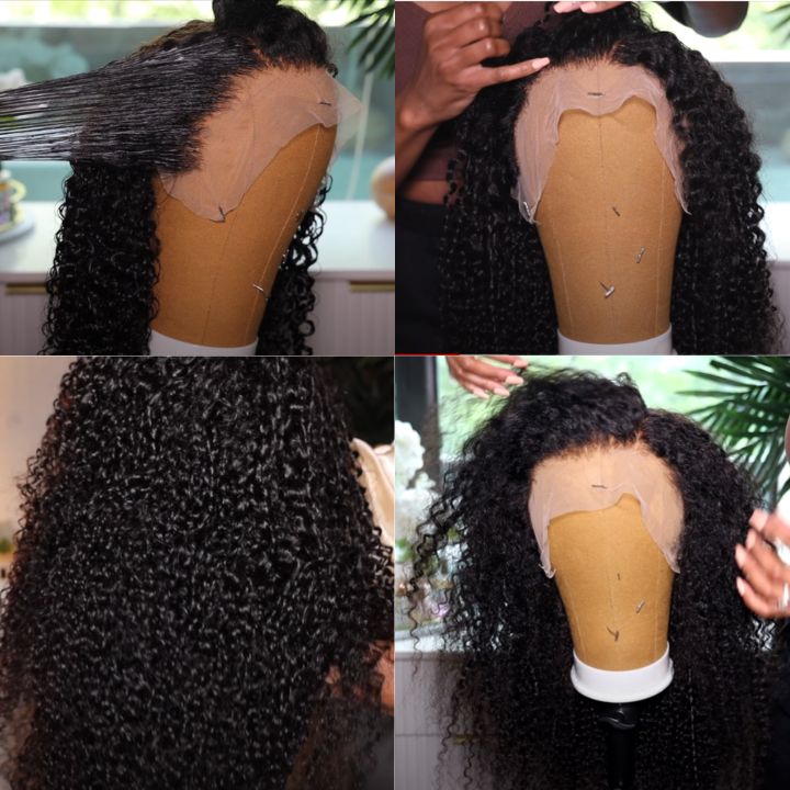 Firieya 13x4 Transparent Lace Kinky Curly Wig Pre Front Wig Pre Plucked Real HD Lace Human Hair Wigs