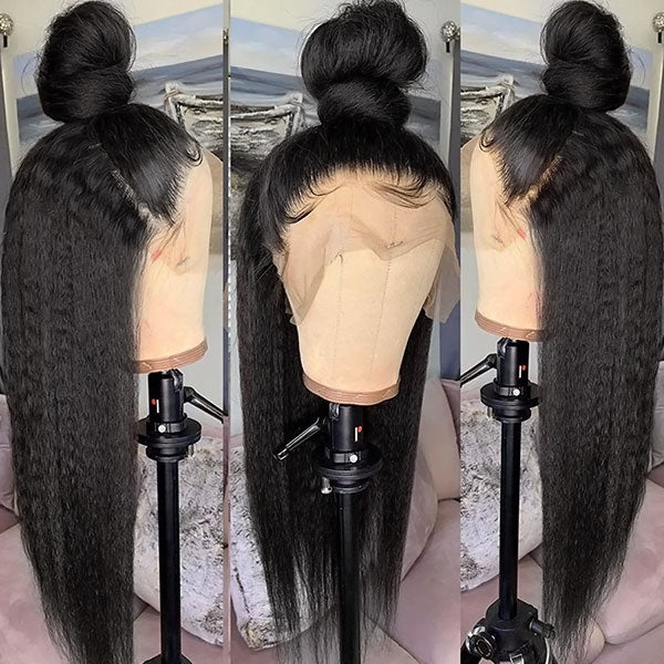 Firieya 13x4 HD Lace Front Wig Kinky Straight Wig Pre Plucked Real HD Lace Human Hair Wigs