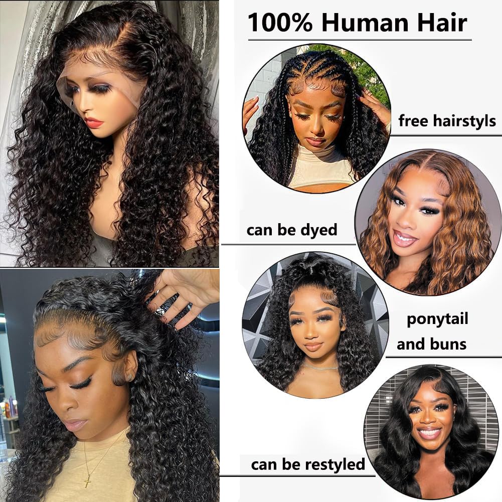 Firieya 13x4 HD Lace Front Wig Water Wave Wig Pre Plucked Real HD Lace Human Hair Wigs