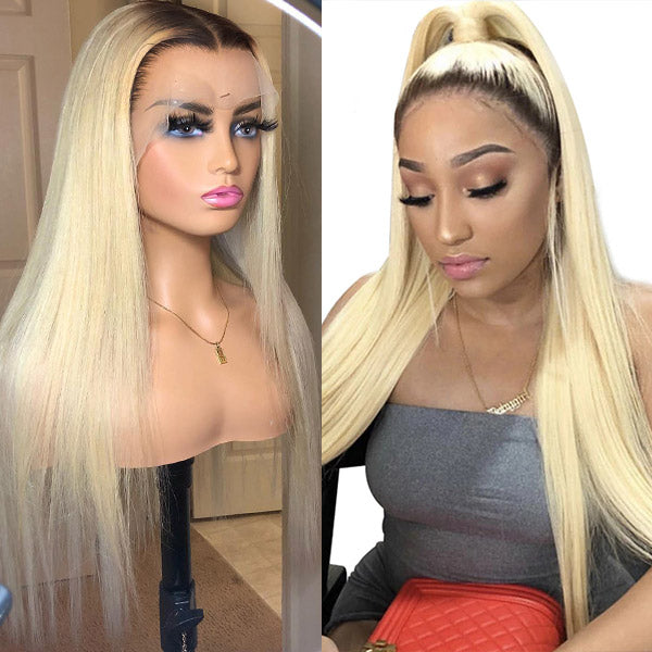 Firieya #1B/613 Ombre Blonde 13x4 Lace Front Wigs Straight Human Hair Wigs