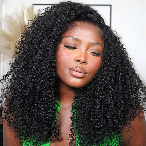 Firieya 13x6 Transparent Full Lace Kinky Curly Wig Pre Plucked Real HD Lace Human Hair Wigs