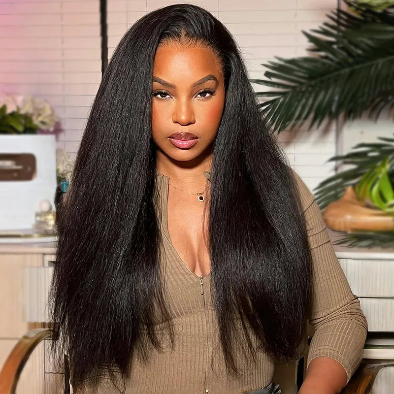 Firieya Kinky Straight Wig 13Γ6 Undetectable HD Full Lace Wig Human Hair Pre Plucked With Baby Hair