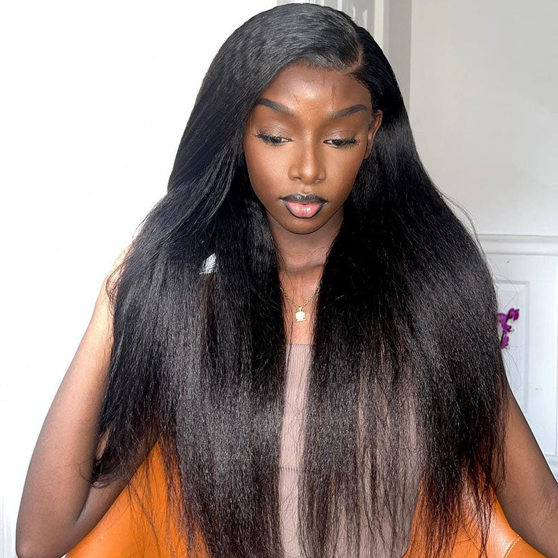 Firieya Kinky Straight Wig 13×6 Undetectable HD Full Lace Wig Human Hair Pre Plucked With Baby Hair