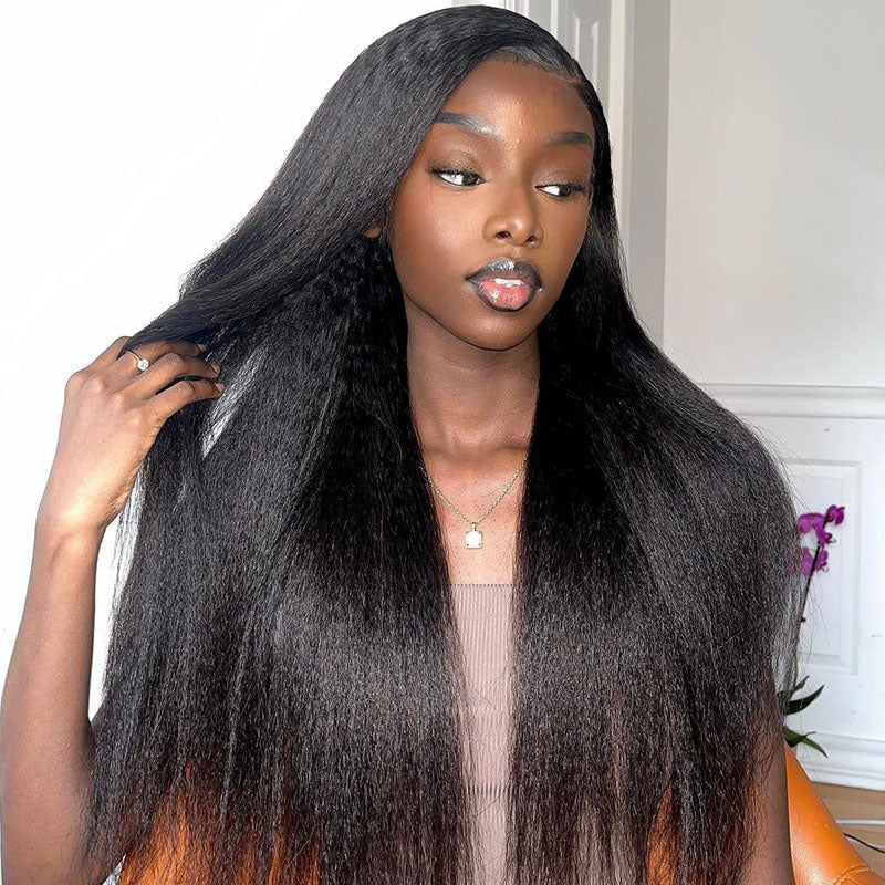 Firieya Kinky Straight Wig 13×6 Undetectable HD Full Lace Wig Human Hair Pre Plucked With Baby Hair