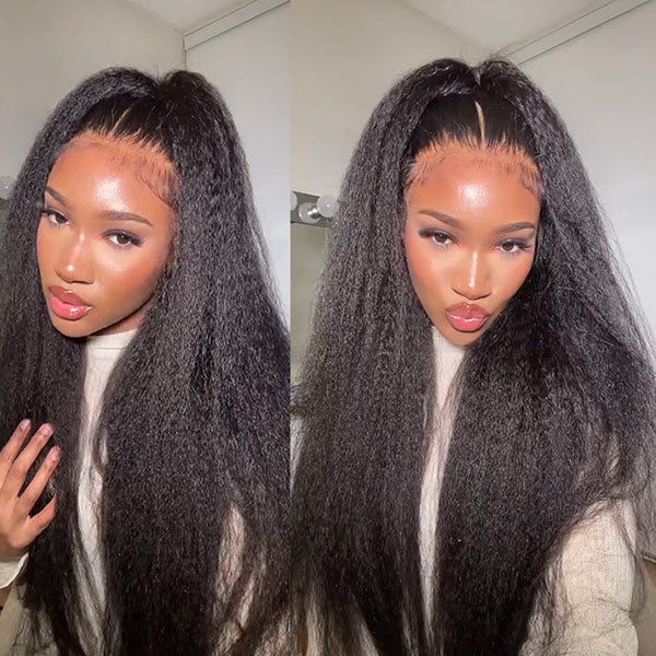 Firieya Kinky Straight Wig 13×6 Undetectable HD Full Lace Wig Human Hair Pre Plucked With Baby Hair