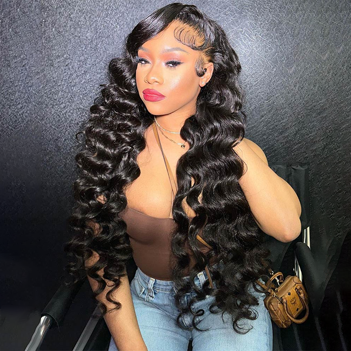 Firieya Loose Deep Wave 13x6 HD Full Lace Front Wigs Pre Plucked Hairline Human Hair Wig