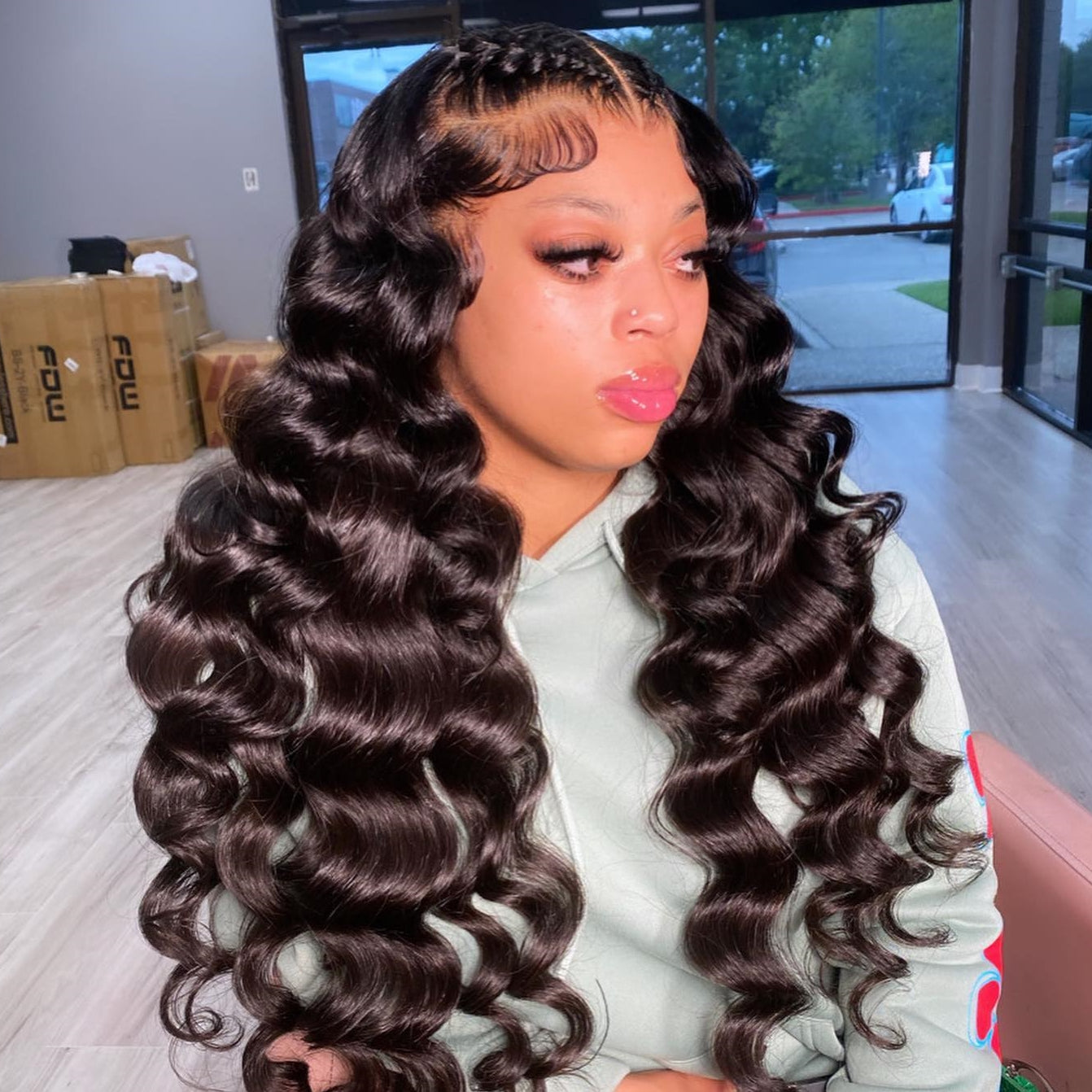 Firieya Loose Deep Wave 13x6 HD Full Lace Front Wigs Pre Plucked Hairline Human Hair Wig