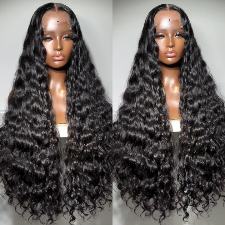 300% Density Luxury Loose Wave Glueless Lace Wigs Virgin Human Hair Transparent Lace Front Wig