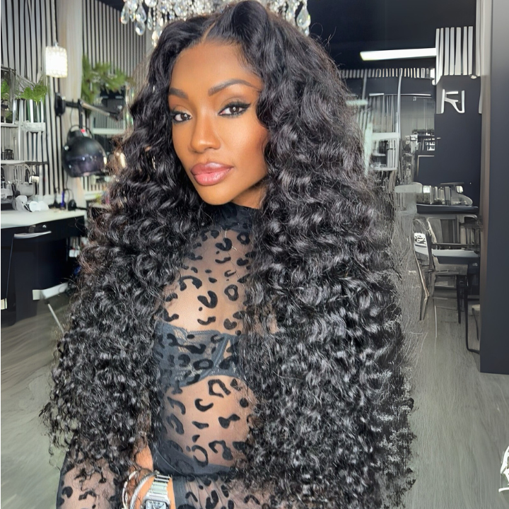 300% Density Luxury Loose Wave Glueless Lace Wigs Virgin Human Hair Transparent Lace Front Wig