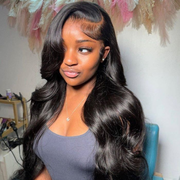 300% Density Bold Bounce Body Wave Hair 13x4 HD Transparent Lace Front Wigs Body Wave Human Hair Glueless Frontal Wig For Women