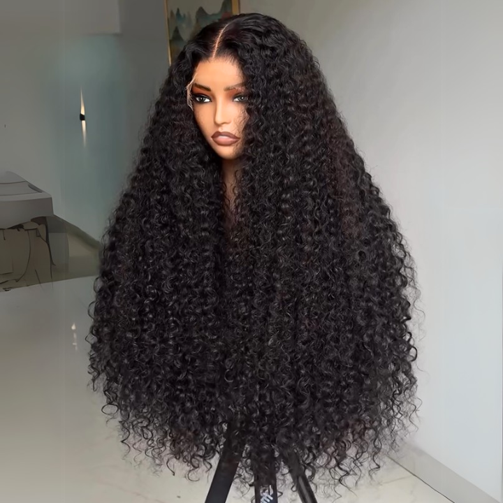 300% Density Luxury custom wigs Glueless Lace Front Curly Wigs Virgin Human Hair Transparent Lace Front Wig