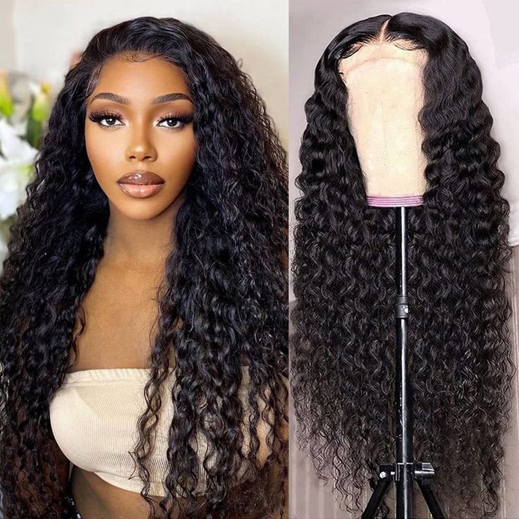 300% Density Bold Bounce Glueless Water Wave 13x4 HD Lace Front Wigs Transparent Lace Color Wig Plucked Hairline