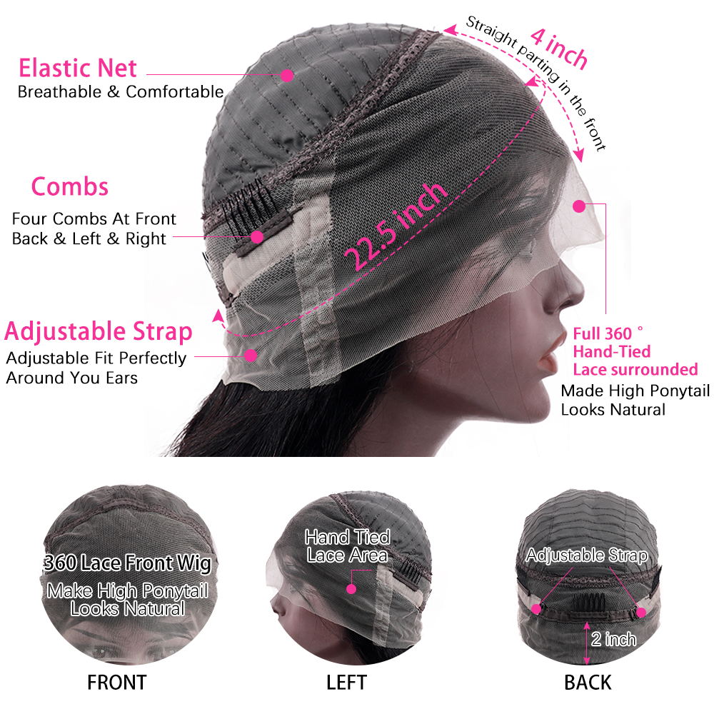 Firieya 360 HD Transparent Lace Frontal Wigs Yaki Straight Human Hair Wigs For Women