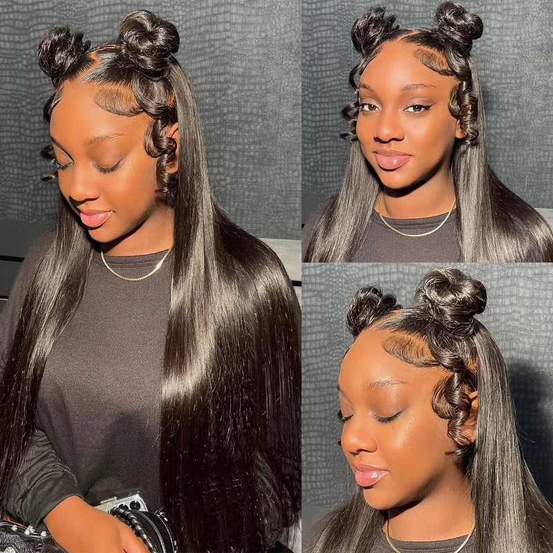 Firieya Straight Hair 360 Full Lace Frontal Wig 180% Density Human Hair Wigs With Pre Plucked Natural Hairline