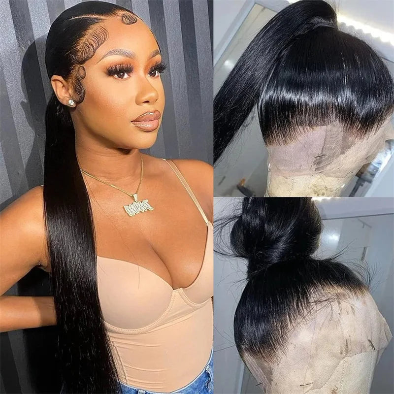Firieya Straight Hair 360 Full Lace Frontal Wig 180% Density Human Hair Wigs With Pre Plucked Natural Hairline