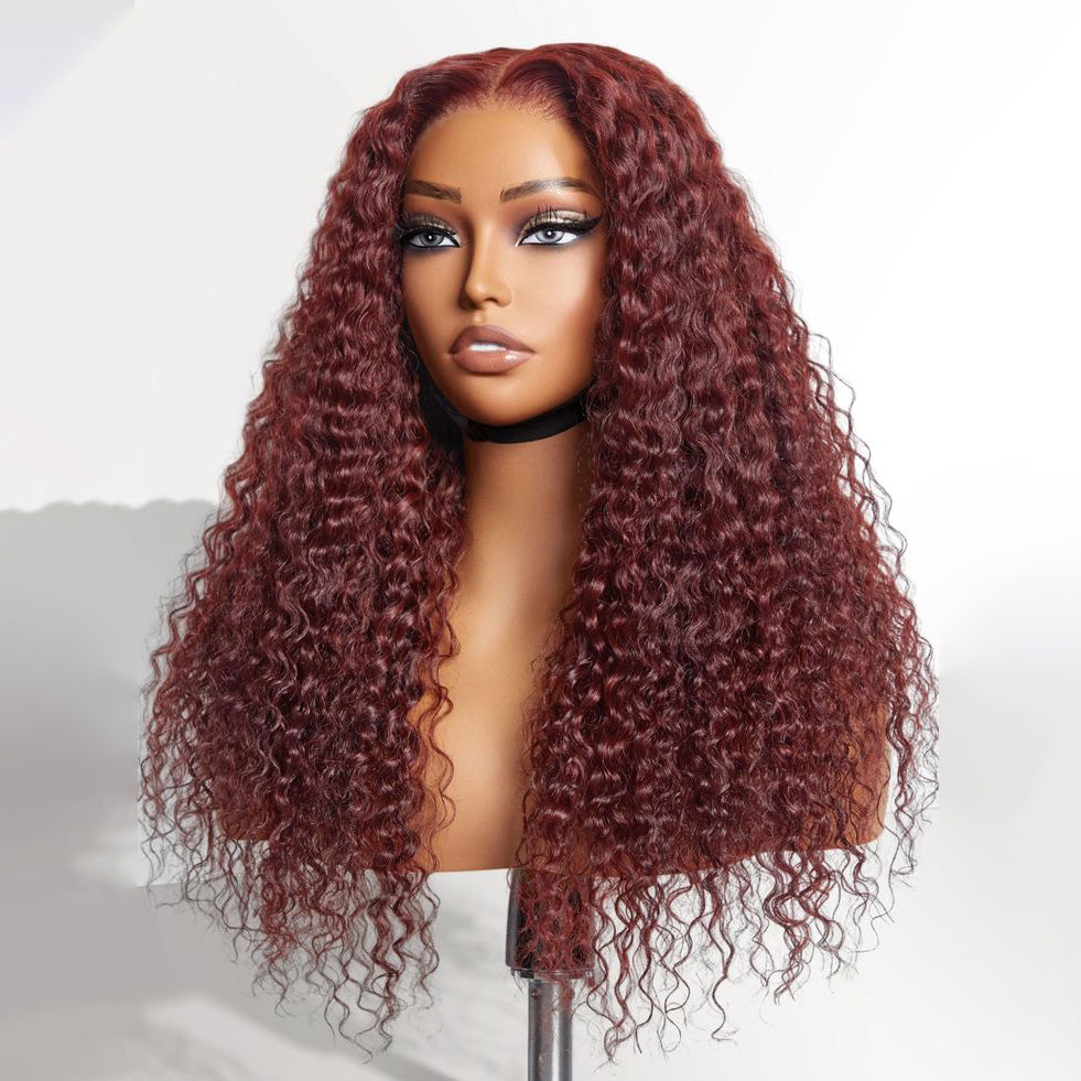 Firieya 9x6 Water Wave Reddish Brown Color Wear Go Glueless Wig Pre-cut Lace Wig Preplucked HD Lace Wig