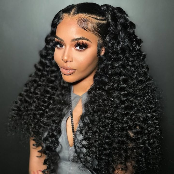Firieya Deep Wave 13x6 HD Full Lace Wig Pre Plucked Glueless Lace Wig Deep Curly Hair