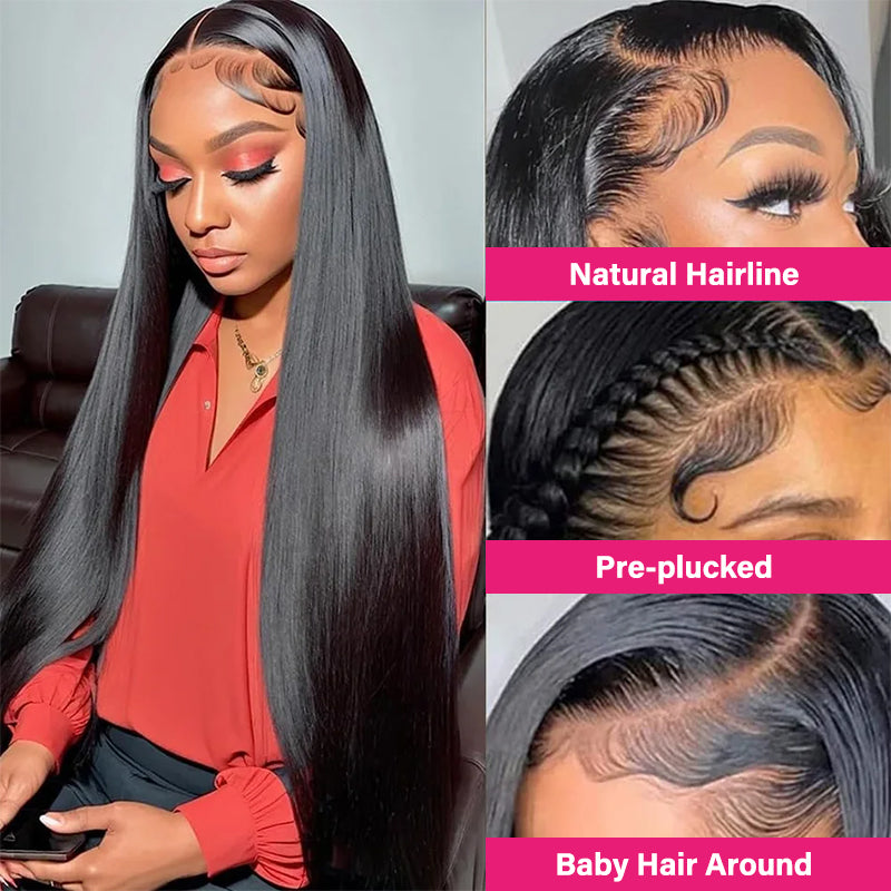 Firieya Glueless Straight Hair 13x6 HD Full Lace Front Wig Pre Plucked Hairline Real HD Lace Wig Human Hair