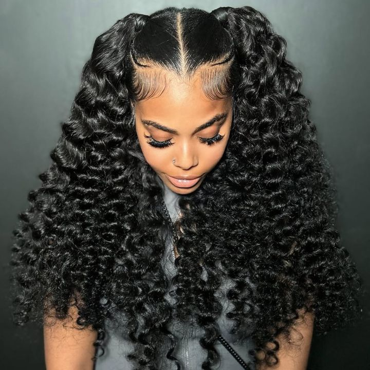 Firieya Deep Wave 13x6 HD Full Lace Wig Pre Plucked Glueless Lace Wig Deep Curly Hair