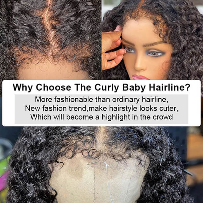 Type 4C Kinky Edges Human Hair Wigs Kinky Curly 13x4 Lace Frontal Wig With Realistic Hairline