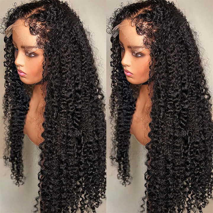 Type 4C Kinky Edges Human Hair Wigs Kinky Curly 13x4 Lace Frontal Wig With Realistic Hairline