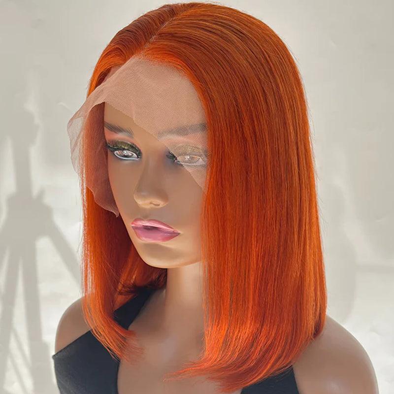 Firieya #350 Ginger Orange Bob Wig 13x4 Lace Frontal Straight Human Hair Wigs