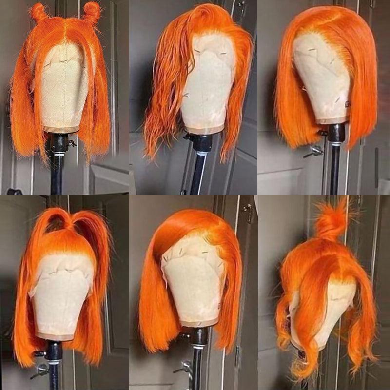 Firieya #350 Ginger Orange Bob Wig 13x4 Lace Frontal Straight Human Hair Wigs