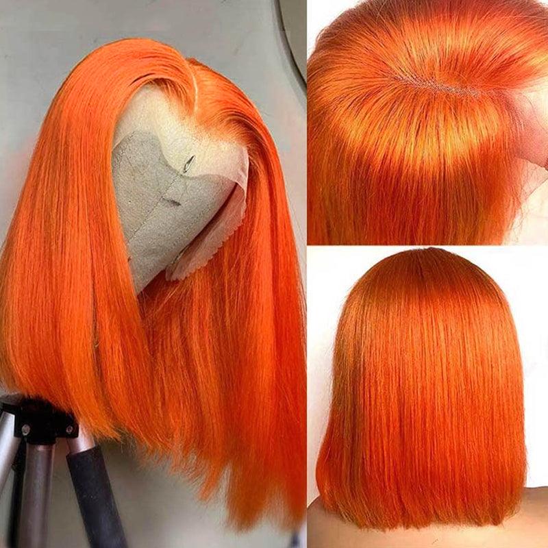 Firieya #350 Ginger Orange Bob Wig 13x4 Lace Frontal Straight Human Hair Wigs