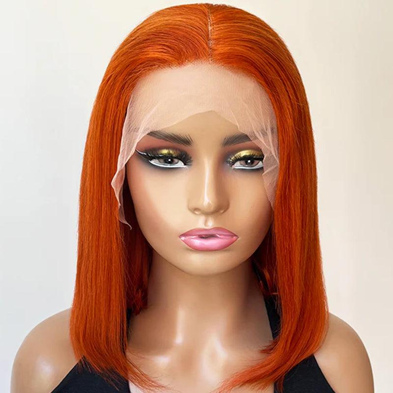 Firieya #350 Ginger Orange Bob Wig 13x4 Lace Frontal Straight Human Hair Wigs