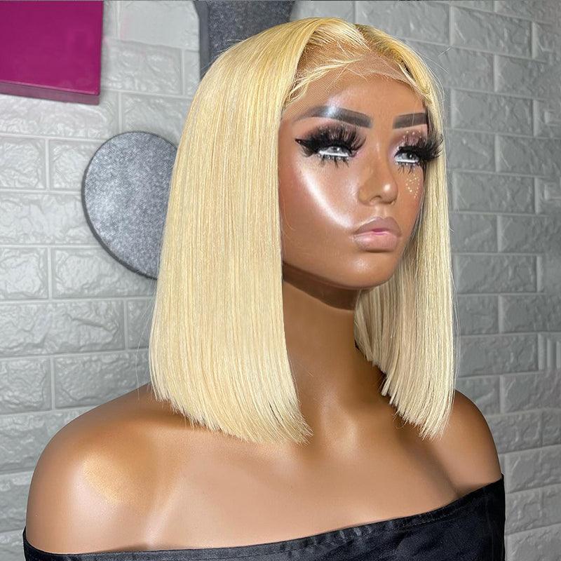 Firieya 4x4/13x4 Lace Wig #613 Blonde Bob Wig Brazilian Straight Human Hair Wigs