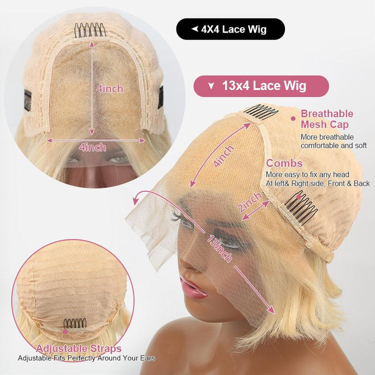 Firieya 4x4/13x4 Lace Wig #613 Blonde Bob Wig Brazilian Straight Human Hair Wigs