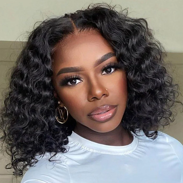 Firieya Glueless Deep Wave Short Bob Wig 13x4 HD Lace Frontal Wig Pre-plucked Hairline