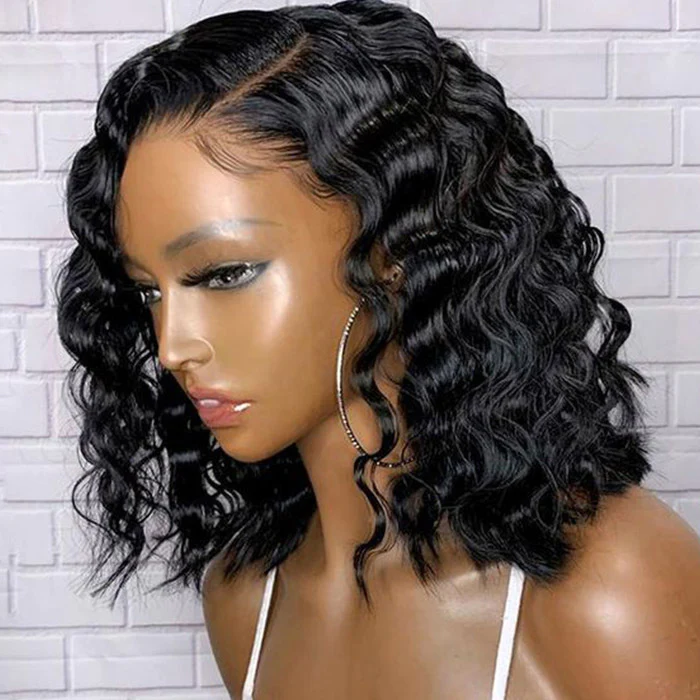 Firieya Glueless Deep Wave Short Bob Wig 13x4 HD Lace Frontal Wig Pre-plucked Hairline