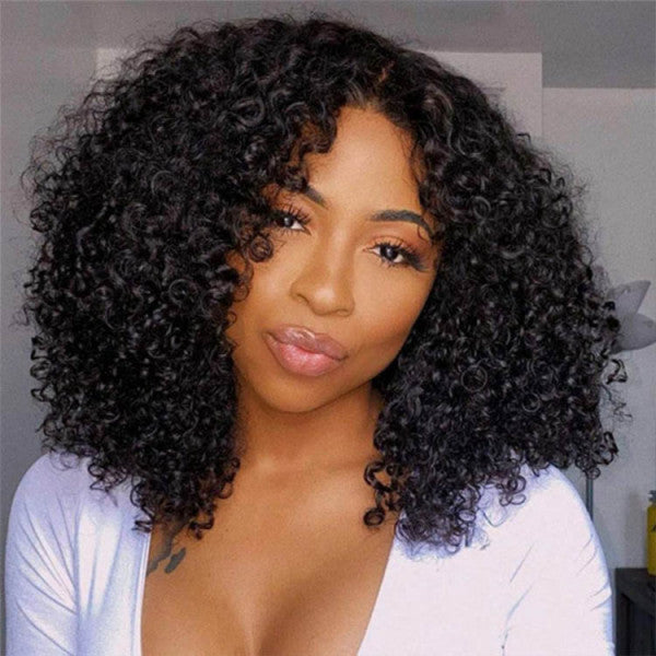 Firieya Kinky Curly Short Bob Wigs 13x4 Transparent Lace Front Human Hair Wigs
