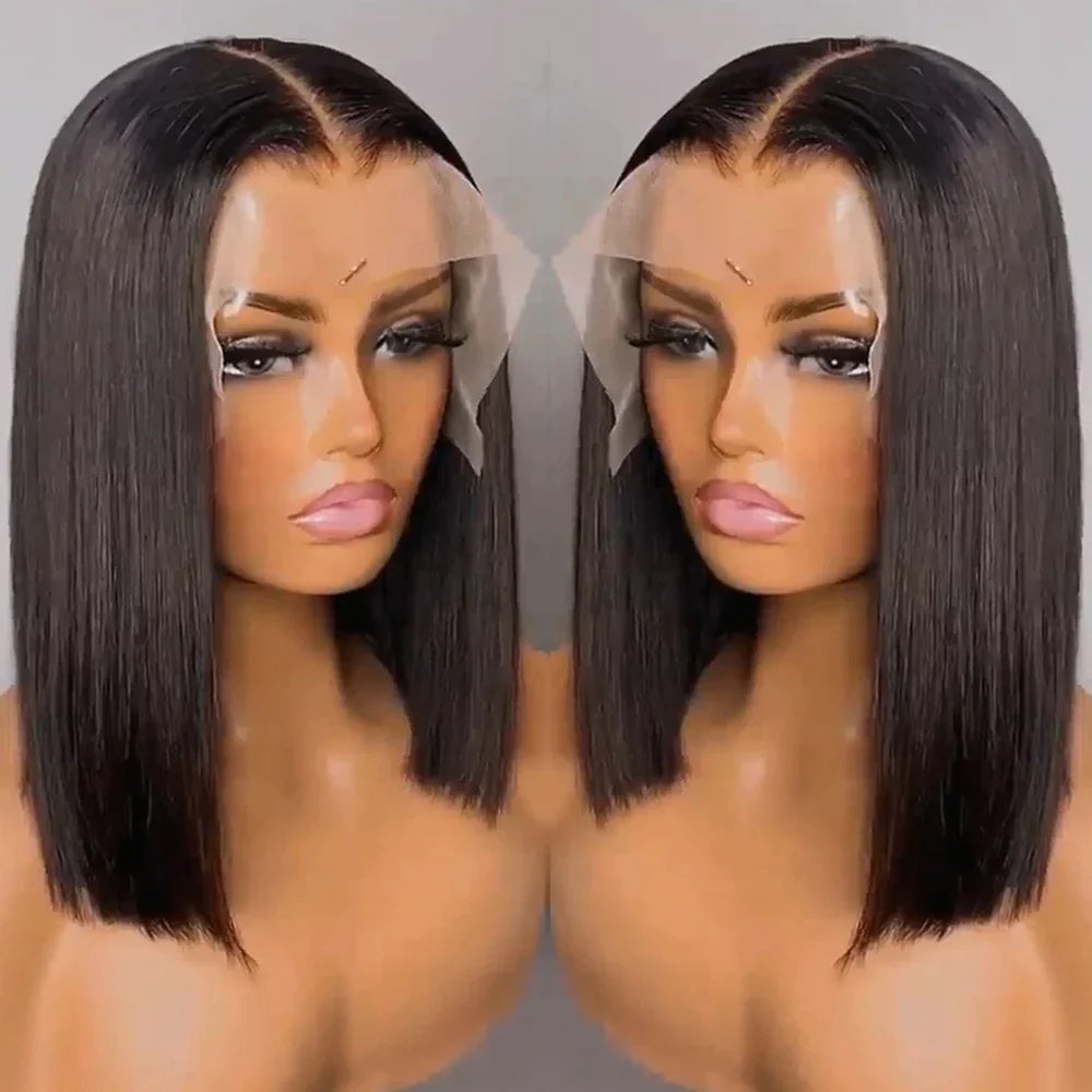 Firieya Short Bob 13x4 HD Lace Frontal HD Lace Wig Natural Black Human Hair Wig