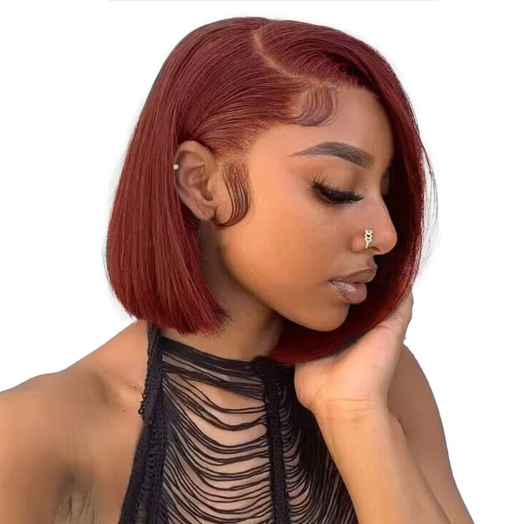 Firieya Reddish Brown Short Bob Wig Human Hair 13x4 Lace Front Wigs Human Hair Pre Plucked with Baby Hair