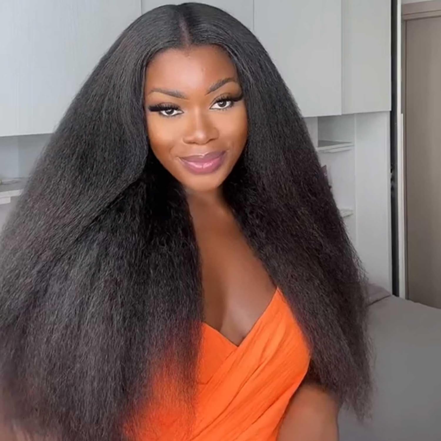 Firieya 4x4 HD Lace Closure Wig Kinky Straight Wig Pre Plucked Real HD Lace Human Hair Wigs