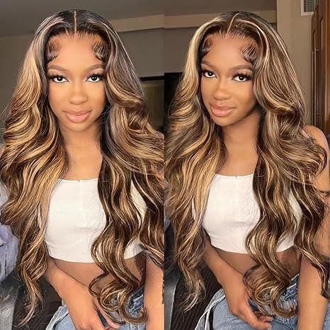 Firieya 4x4 Lace Honey Blonde HD Lace Closure Body Wave Wig Piano Highlights Human Hair Wigs
