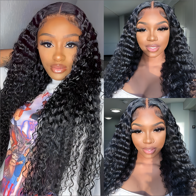 Firieya 4x4 HD Lace Closure Wig Deep Wave Wig Pre Plucked Real HD Lace Human Hair Wigs